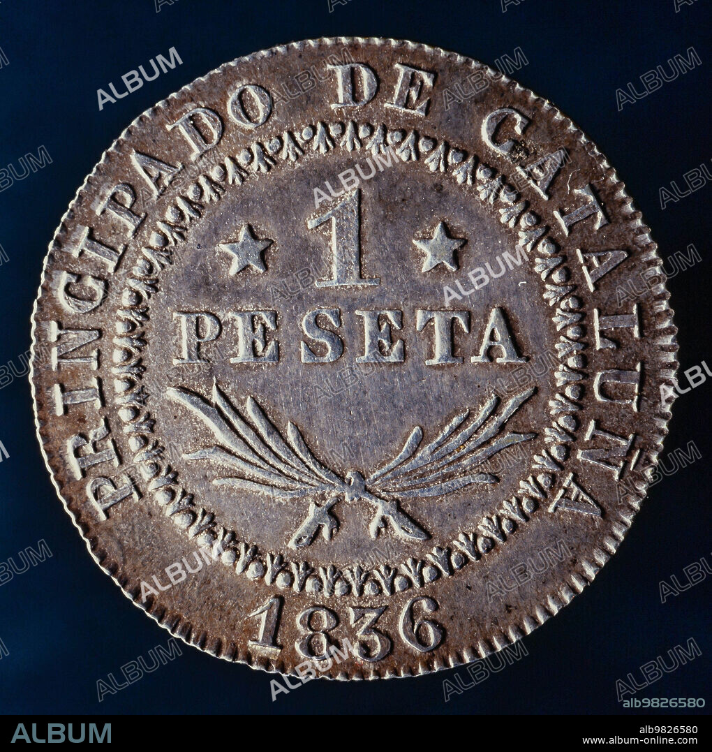 1 peseta, 1836, 016504-N. Museu Nacional d'Art de Catalunya.