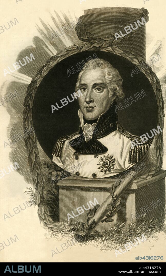 'The Archduke Charles of Austria', (1771-1847), 1816. Archduke Charles, Duke of Teschen (1771-1847)  Austrian field-marshal, considered one of Napoleon's most formidable opponents. From "The History of the War, from the Commencement of the French Revolution to the Present Time, Vol. I", by Hewson Clarke, Esq. [T. Kinnersley, Limited, London, 1816].