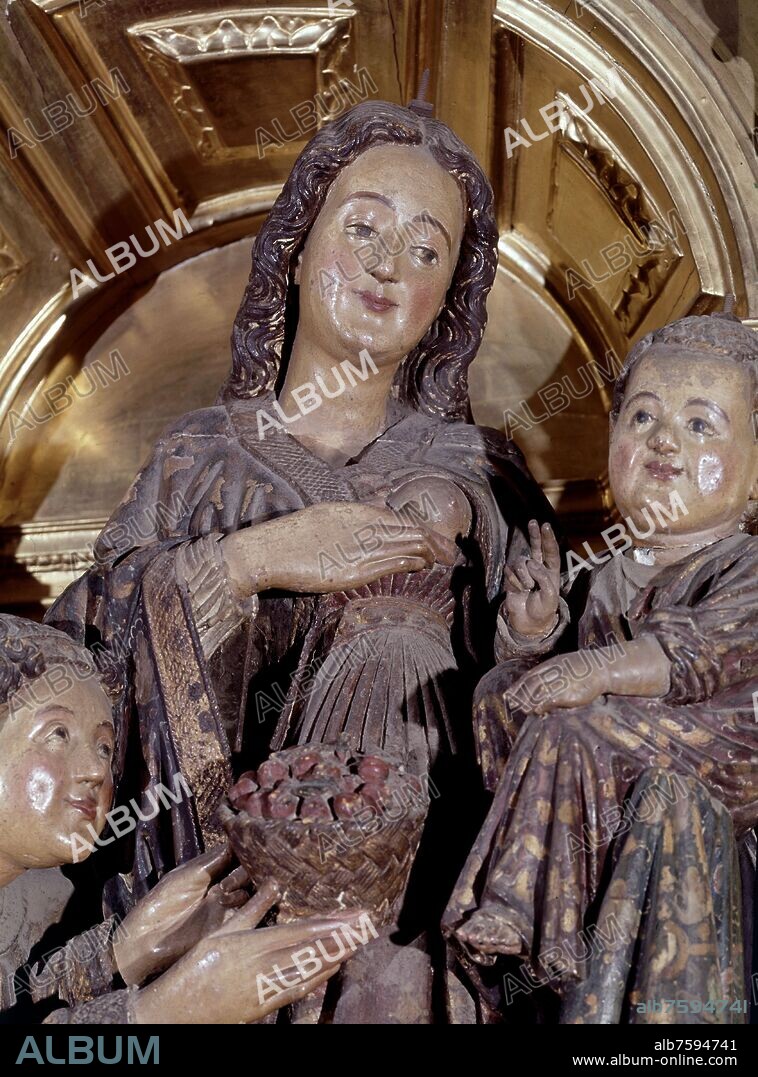 LORENZO MERCADANTE DE BRETAÑA. VIRGEN DEL MADROÑO - 1454 - ALABASTRO POLICROMADO - 120 cm.