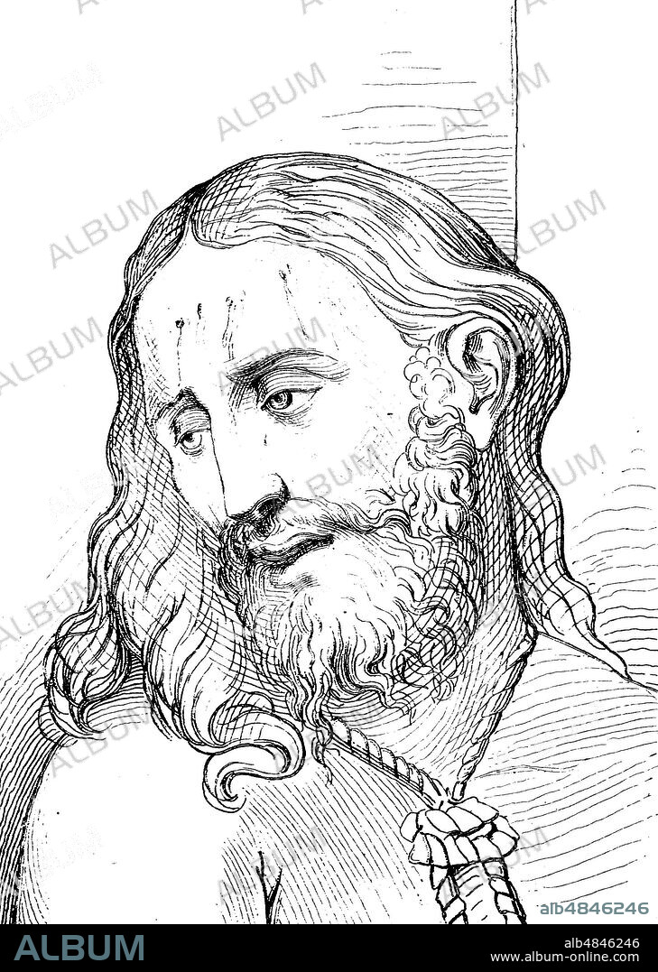 Ecce homo are the Latin words used by Pontius Pilate in the Vulgate translation of John19:5 NA.DR.LV, when he presents a scourged Jesus Christ, bound and crowned with thorns, to a hostile crowd shortly before his Crucifixion, digital improved reproduction of an original print from the year 1881.