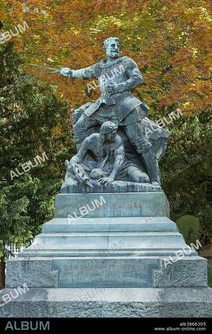 Monument to Benedikt Fontana, 1450-1499, Grisons national hero, 1903 by Richard Kissling, Fontana Park, Chur, Canton of Grisons, Switzerland