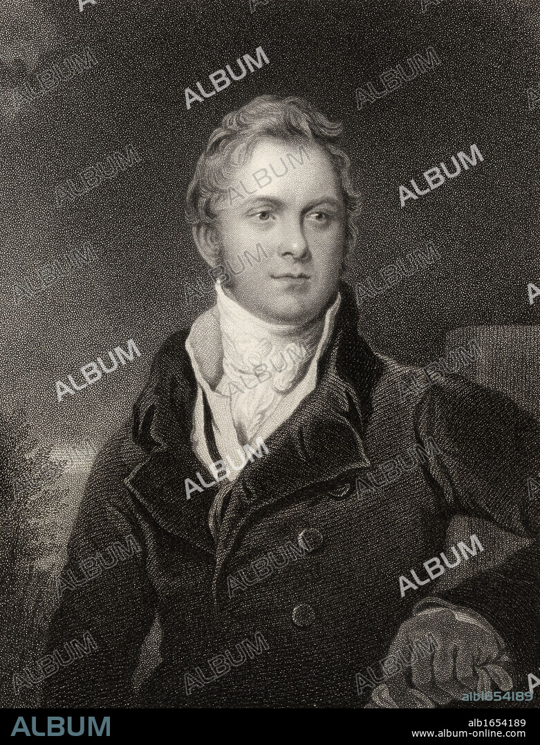 Frederick John Robinson 1st Earl of Ripon 1782 to 1859 Viscount Goderich 1827 to 1833 British statesman and Prime Minister when he was known as Lord Goderich Engraved by J Jenkins after Sir T Lawrence From the book National Portrait Gallery volume II published c 1835.
