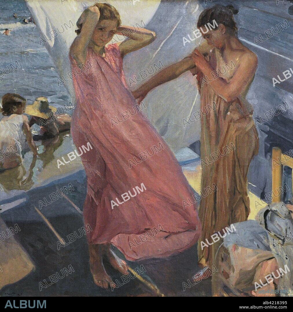 Joaquín Sorolla y Bastida (1863-1923). Pintor español. Después del baño, Valencia, 1909. Oleo sobre lienzo, 154.50 x 150 cm. Museo Sorolla. Madrid. España.