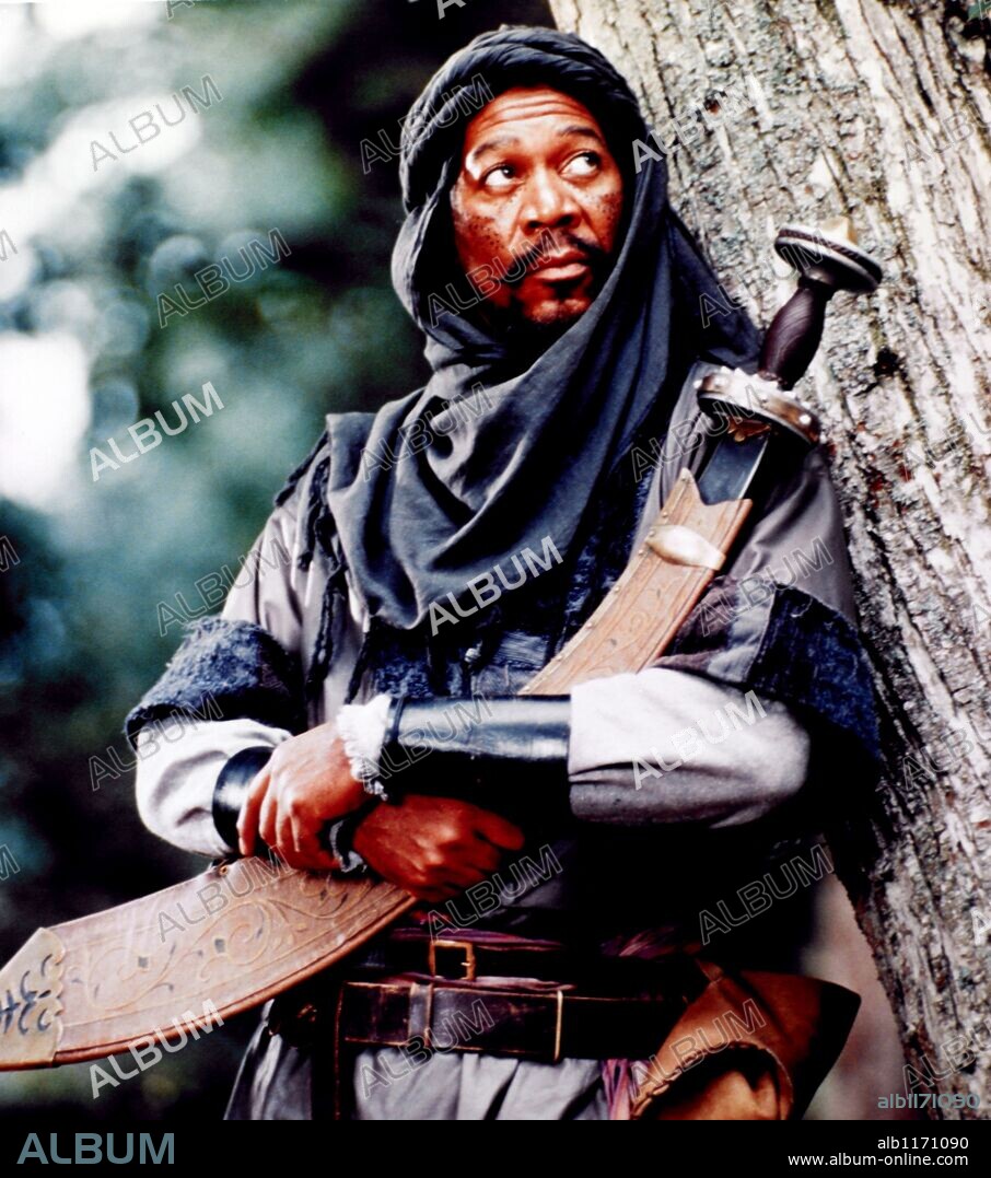 MORGAN FREEMAN en ROBIN HOOD, PRÍNCIPE DE LOS LADRONES, 1991 (ROBIN HOOD: PRINCE OF THIEVES), dirigida por KEVIN REYNOLDS. Copyright WARNER BROTHERS.