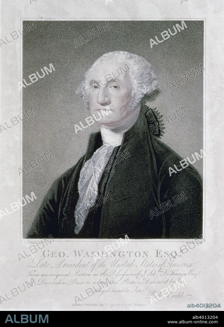 Portrait of George Washington, 1798. After commanding the American Revolutionary army to victory over the British in the American War of Independence, Washington (1732-1799) served as the first President of the newly independent United States from 1789-1797.