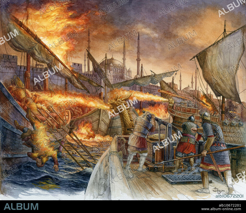 No digital manipulation . Siege of Constantinople, 669, illustration.