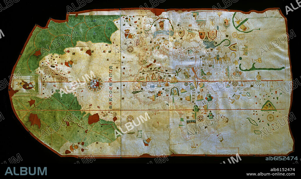 JUAN DE LA COSA (1449-1510). FACSIMIL DE LA CARTA MARITIMA -  SIGLO XVI - CARTOGRAFIA.