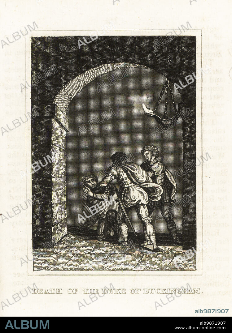Henry Stafford, 2nd Duke of Buckingham executed for treason by King Richard III, 1483. Beheaded in a courtyard in Salisbury market-place. Death of the Duke of Buckingham. Copperplate engraving from M. A. Jones History of England from Julius Caesar to George IV, G. Virtue, 26 Ivy Lane, London, 1836.