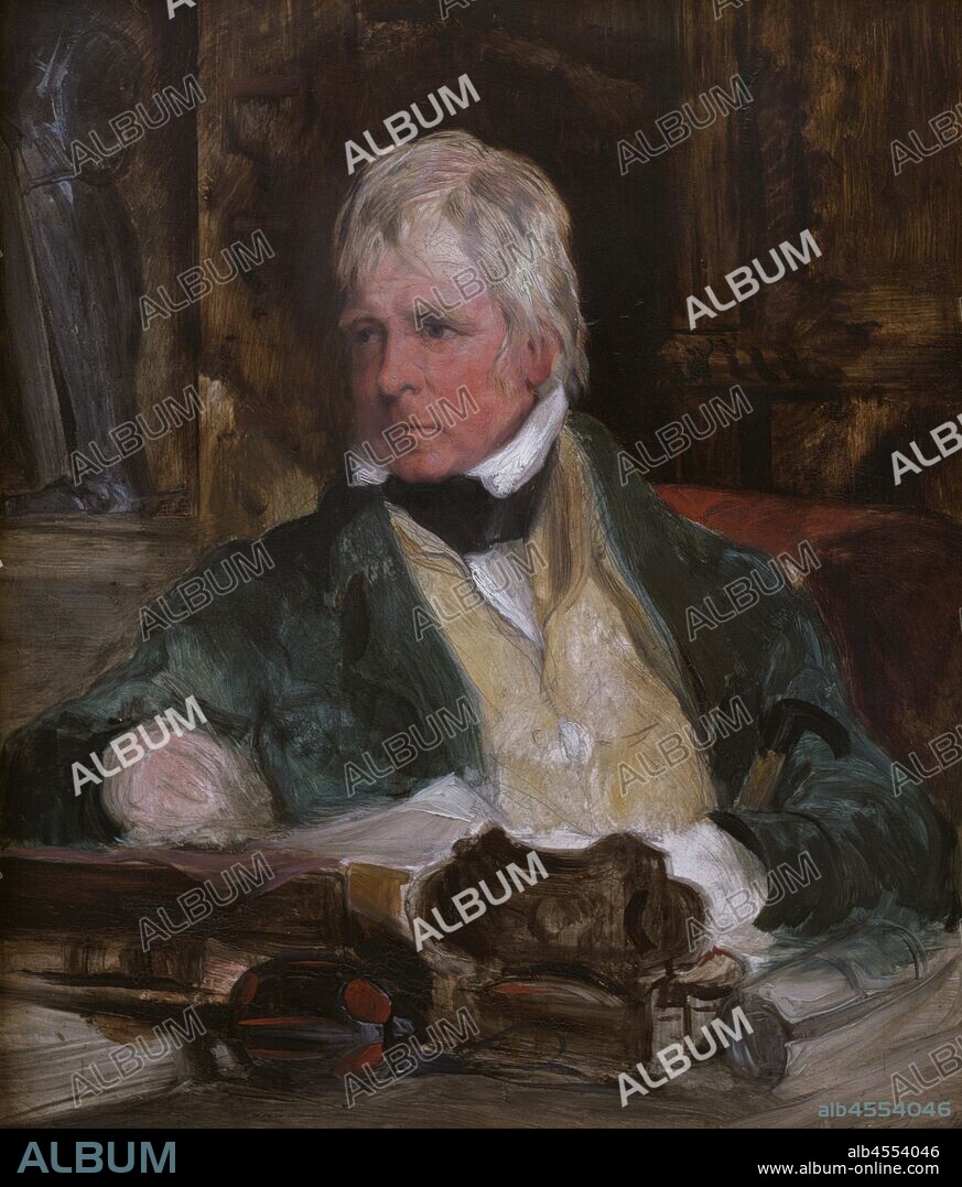 Walter Scott, primer Baronet (1771-1832). Escritor escocés del Romanticimo Británico. Retrato realizado por el pintor británico Sir Edwin Landseer (1802-1873). Oleo sobre tabla,1824. National Portrait Gallery. Londres. Inglaterra.