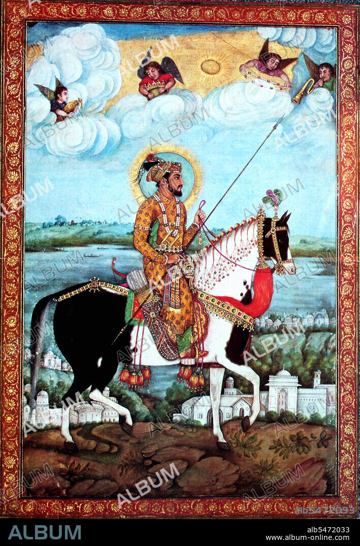 Shahab-ud-din Muhammad Khurram Shah Jahan I (1592 -1666), or Shah Jahan, from the Persian meaning king of the world, was the fifth Mughal ruler in India and a favourite of his legendary grandfather Akbar the Great. He is best known for commissioning the Phadshahnamah as a chronicle of his reign, and for the building of the Taj Mahal in Agra as a tomb for his wife, Mumtaz Mahal. Under Shah Jahan, the Mughal Empire attained its highest union of strength and magnificence. The opulence of Shah Jahans court and his famous Peacock Throne was the wonder of all the European travelers and ambassadors. His political efforts encouraged the emergence of large centers of commerce and crafts-such as Lahore, Delhi, Agra and Ahmedabad-linked by roads and waterways to distant places and ports. He moved the capital from Agra to Delhi. Under Shah Jahan's rule, the Red Fort and Jama Masjid in Delhi were built, the Shalimar Gardens of Lahore, sections of the Lahore Fort and his father's mausoleum.