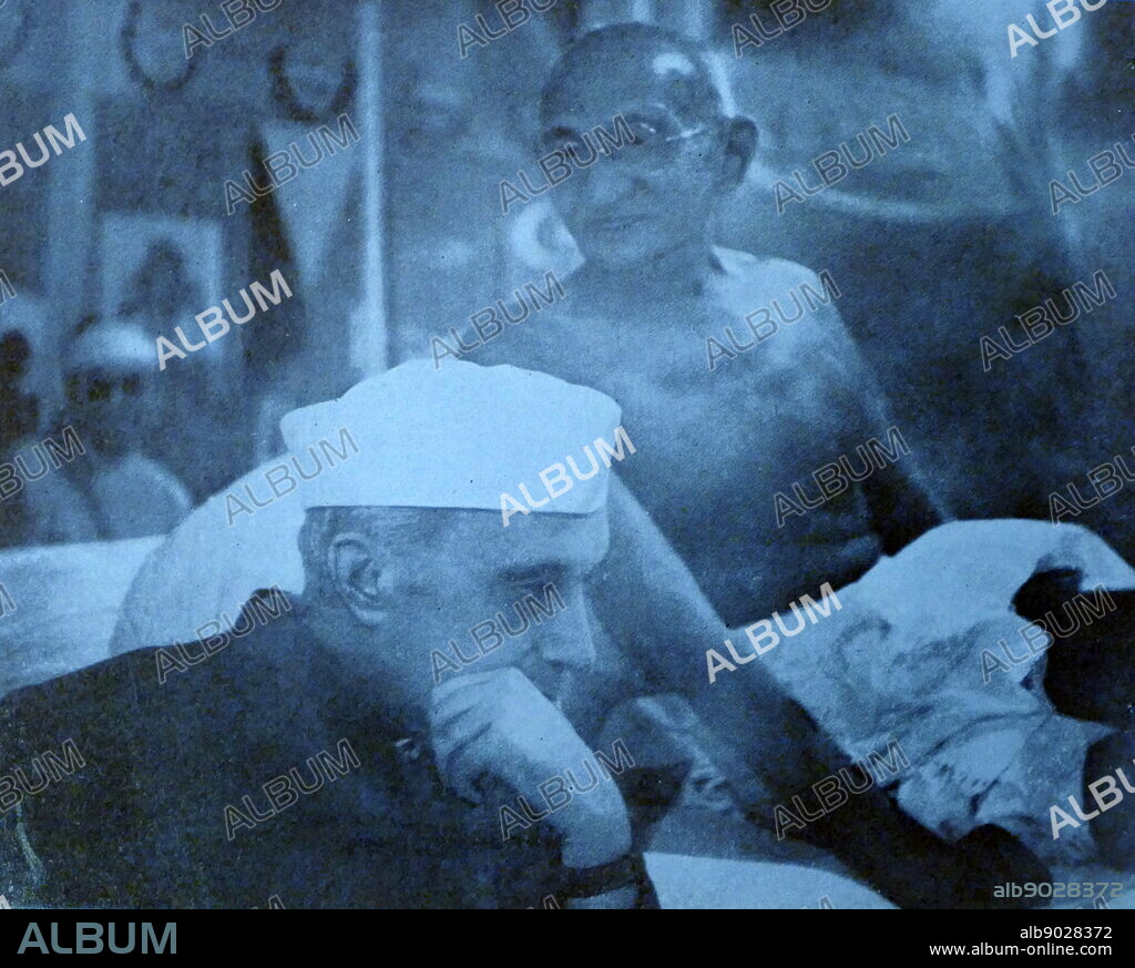 Mohandas Karamchand Gandhi with Jawaharlal Nehru 1945. Gandhi (2 October 1869 30 January 1948), was the preeminent leader of the Indian independence movement in British-ruled India. Jawaharlal Nehru (1889 1964) was the first Prime Minister of India.