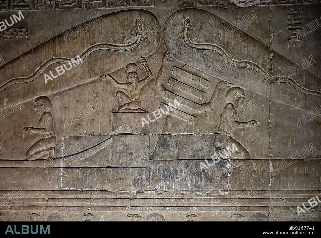 Relief of a supposed light bulb, Temple of Hathor, Dendera, Qina, Egypt
