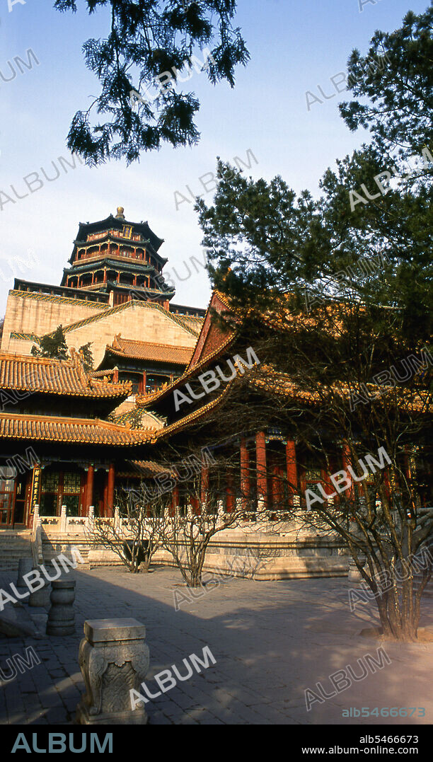 The Summer Palace (Yiheyuan) was originally created during the Ming Dynasty, but was designed in its current form by Qing emperor Qianlong (r. 1736 - 1795). It is however Qianlongs mother, the Qing Dowager Empress Cixi who is most irrevocably linked to the palace, since she had it restored twice during her reign, once in 1860 after it was plundered by British and French troops during the Second Opium War, and again in 1902 when foreign troops sought reprisals for the Boxer Rebellion, an anti-Christian movement.