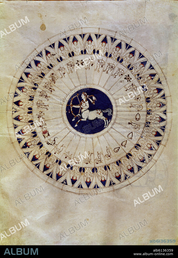 ALFONSO X OF CASTILE THE WISE. "LAPIDARIO DEL DIARIO DE MARIA " - 1253 - SAGITTARIUS, NINTH SIGN OF THE ZODIAC.