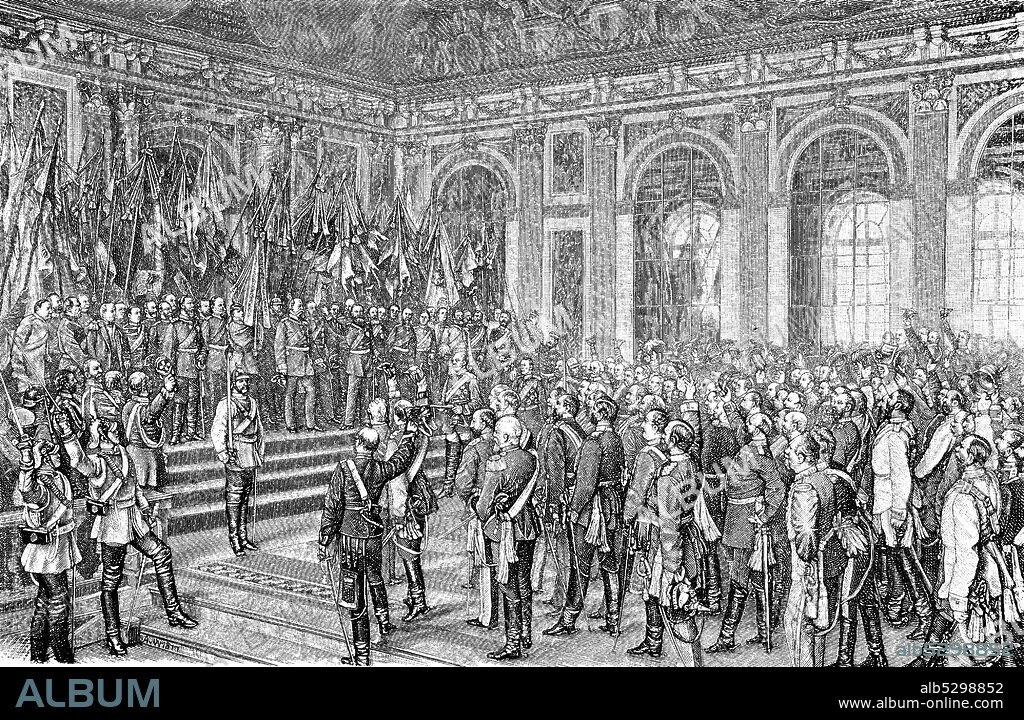 The Imperial Proclamation in Versailles, The Proclamation of the German Empire, 18 January 1871, historical painting by the German painter Anton von Werner.