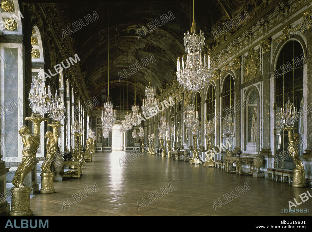 The Hall of Mirrors  Interiors  Palace of Versailles, France.
