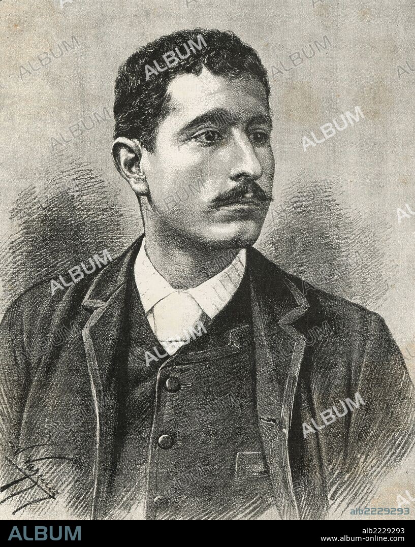 Laureà Barrau Buñol (1864-1957), pintor catalán. Grabado de 1888.