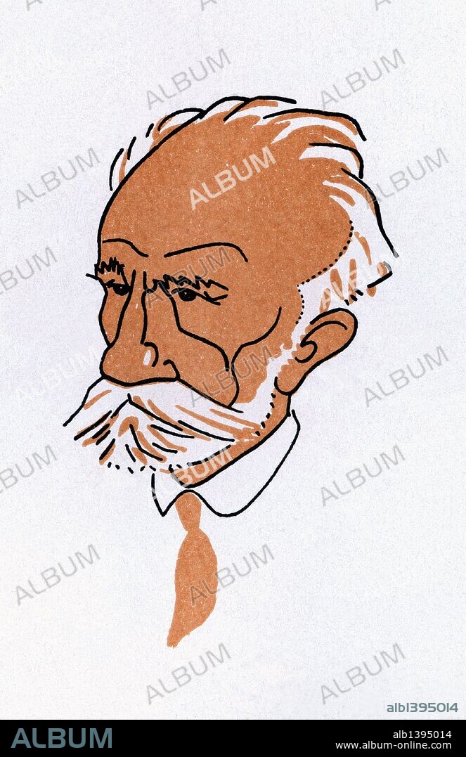 ROMÁN BONET SINTES "BON". Caricatura de Pablo Iglesias Posse (Ferrol, La Coruña, 1850-Madrid, 1925) . Político español de tendencia marxista y fundador del Partido Socialista Obrero Español (PSOE) y de la Unión General de Trabajadores (UGT). Año 1911.