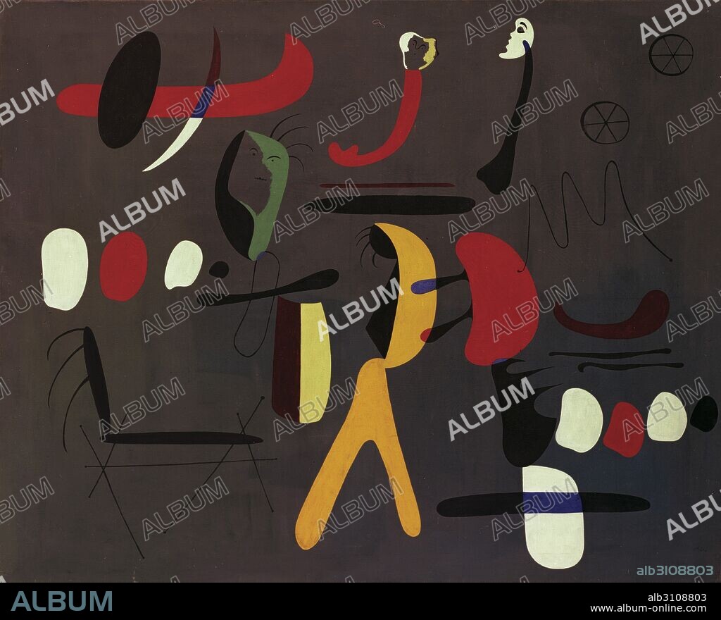 JOAN MIRÓ. Pintura al estilo de "collage".