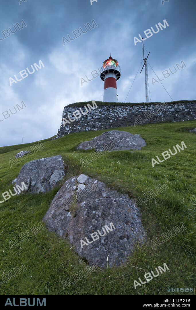 Lighthouse at Skansin fortress, Torshavn, Streymoy Island, Faroe Islands, Denmark, Europe.