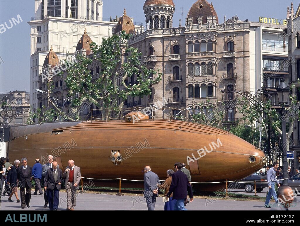 NARCISO MONTURIOL (1819-1885). SUBMARINO DE MONTURIOL-REPRODUCCION-1ªINMERSION EN BARNA EL 2/10/1864.
