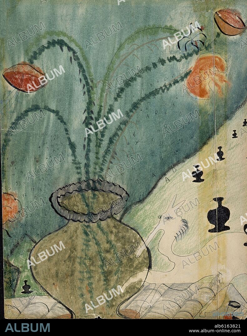 FEDERICO GARCÍA LORCA. JARRON CON FLORES - DIBUJO - SIGLO XX.