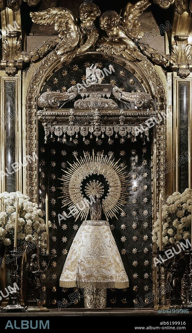 JUAN DE LA HUERTA (1431-1462) ATRIBUIDA. VIRGEN DEL PILAR - SIGLO XV - GOTICO TARDIO.