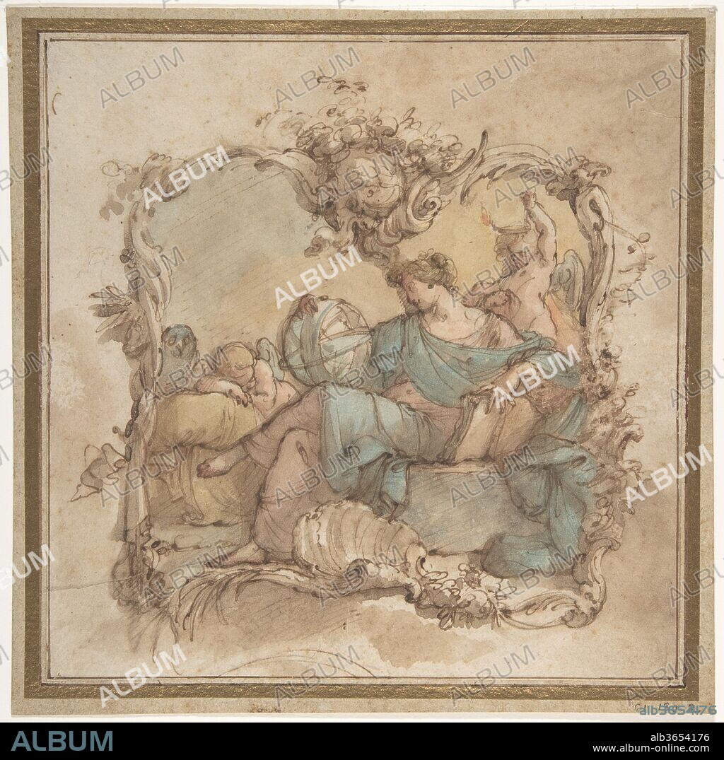 Vignette with an Allegorical Figure of Astronomy. Artist: Mauro Gandolfi (Italian, Bologna 1764-1834 Bologna). Dimensions: 8 x 7 15/16in. (20.3 x 20.2cm). Date: ca. 1798.