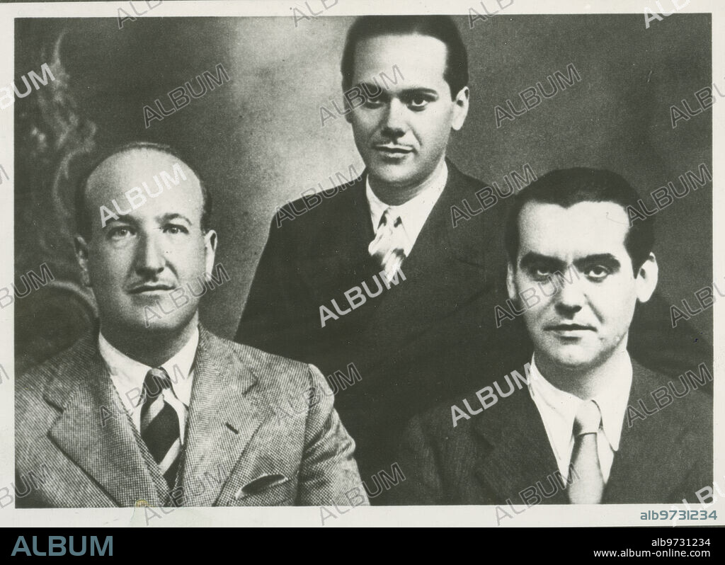 1931. Vicente Aleixandre, Luis Cernuda y Federico García Lorca.