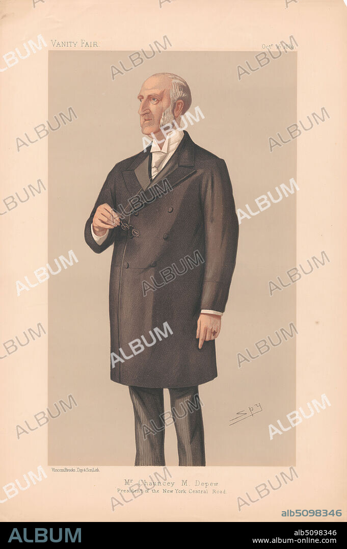 Vanity Fair - Americans. Presedent of the New York Central Road. Mr. Chauncey M. Depew. 29 October 1889, Leslie Matthew 'Spy' Ward, 18511922, British, 1889, Chromolithograph.