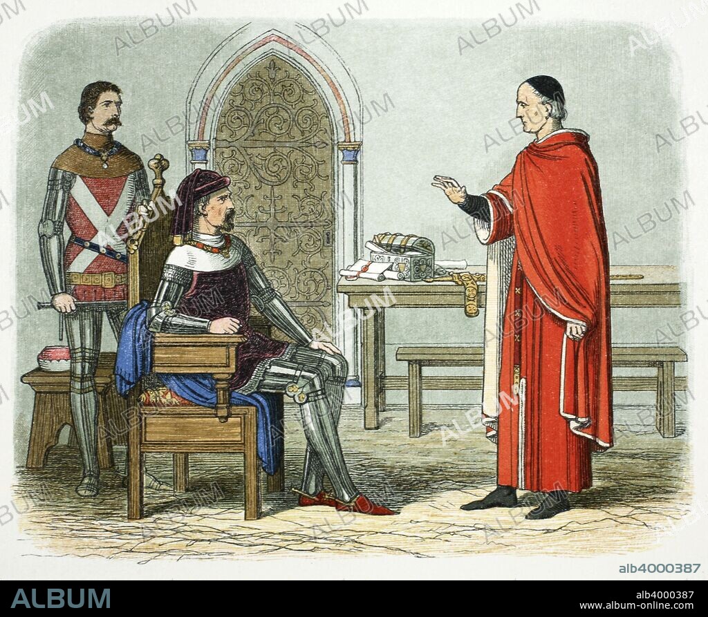 Sir William Gascoigne defies King Henry IV, 1405 (1864). Gascoigne (1366-1423), Chief Justice of England, refusing to pass a sentence of death upon Lord Scrope (1350-1405), Archbishop of York, and Thomas Mowbray, the Earl Marshal, who had been implicated in the failed uprising against the King in the north. Gascoigne insisted that they had the right to be tried by thier peers. Both men were subsequently executed.