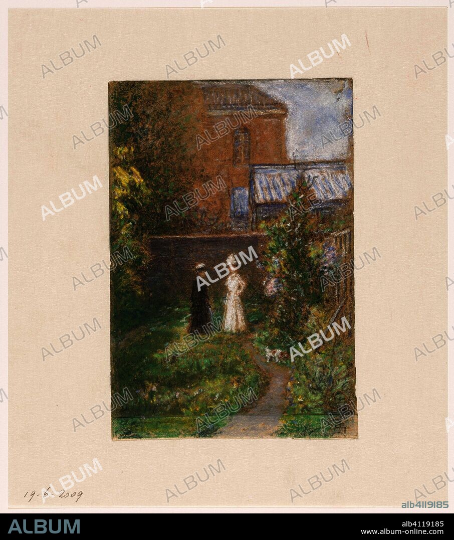 Mrs. Storm of 's Gravesande-Clifford and her daughter in the garden. Draughtsman: Carel Nicolaas Storm van 's-Gravesande. Dating: 20-May-1918. Place: The Hague. Measurements: h 202 mm × w 138 mm.