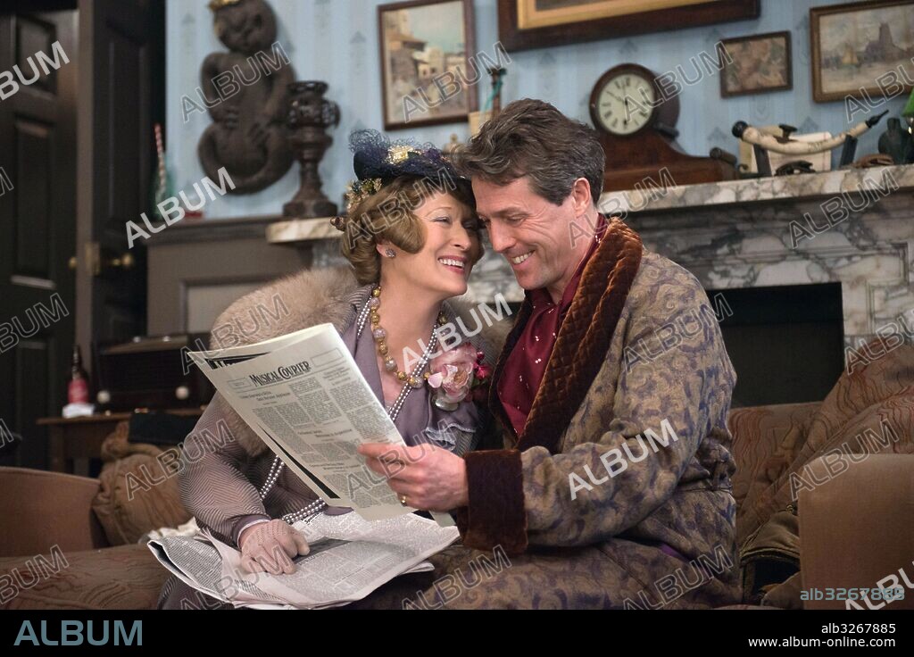 HUGH GRANT and MERYL STREEP in FLORENCE FOSTER JENKINS, 2016, directed by STEPHEN FREARS. Copyright QWERTY FILMS/PATHE/BBCFILMS/PATHE PICTURES INTERNATIONAL.