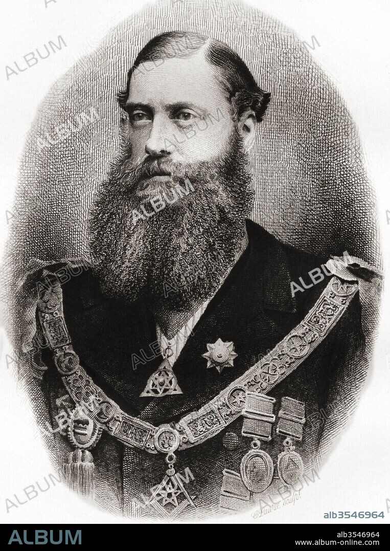 Edward Bootle-Wilbraham, 1st Earl of Lathom, 1837 – 1898, aka The Lord Skelmersdale between 1853 and 1880. British Conservative politician and deputy Grand Master of the United Grand Lodge of Masons of England. From The History of Freemasonry, published 1883.