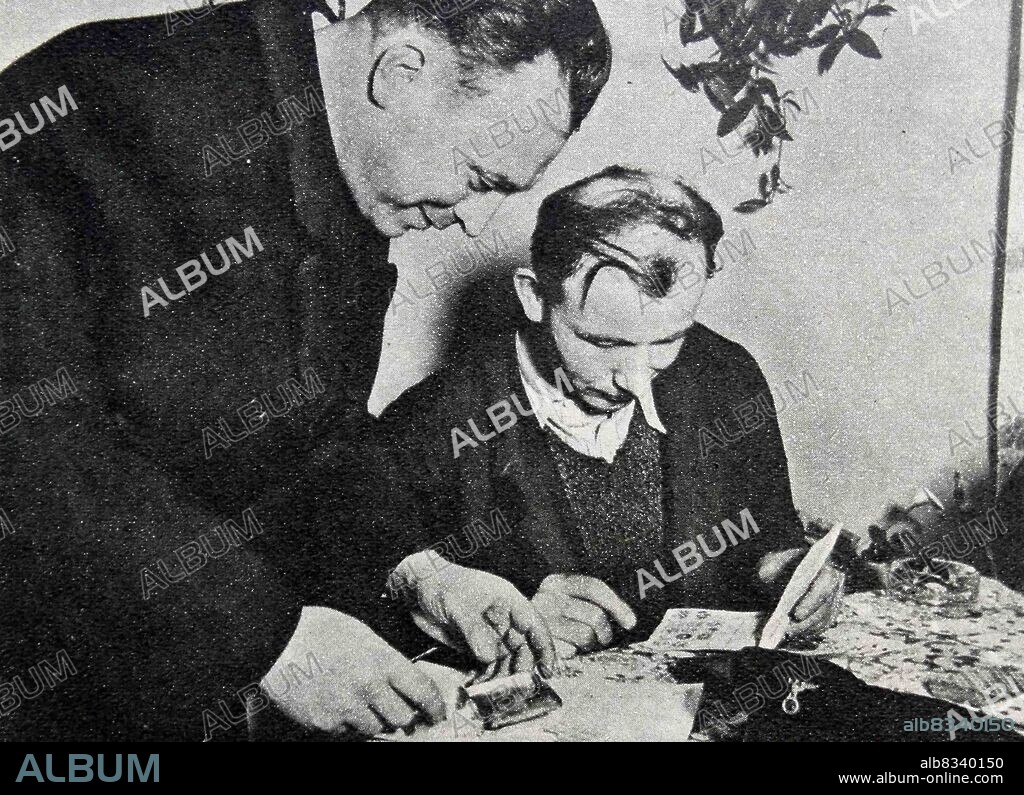 A collector for the Nationalist-Socialist Party in Germany. The National Socialist Programme, or 25 Points, was adopted in 1920 and called for a united Greater Germany that would deny citizenship to Jews or those of Jewish descent, while also supporting land reform and the nationalisation of some industries.