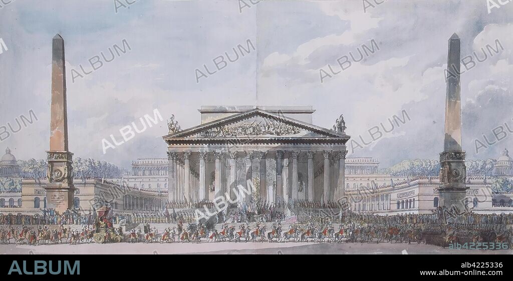 LOUIS JEAN DESPREZ. 'Ceremonial Opening of "The Temple of Immortality"'. Album: Project of "The Temple of Immortality" (20 sheets). Sweden, Circa 1790. Dimensions: 64,3x100,6 cm.