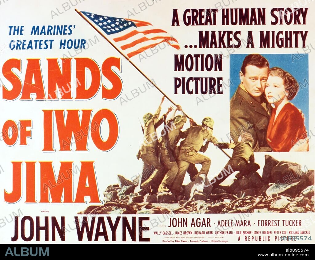 Poster de ARENAS SANGRIENTAS, 1949 (SANDS OF IWO JIMA), dirigida por ALLAN DWAN. Copyright REPUBLIC PICTURES.