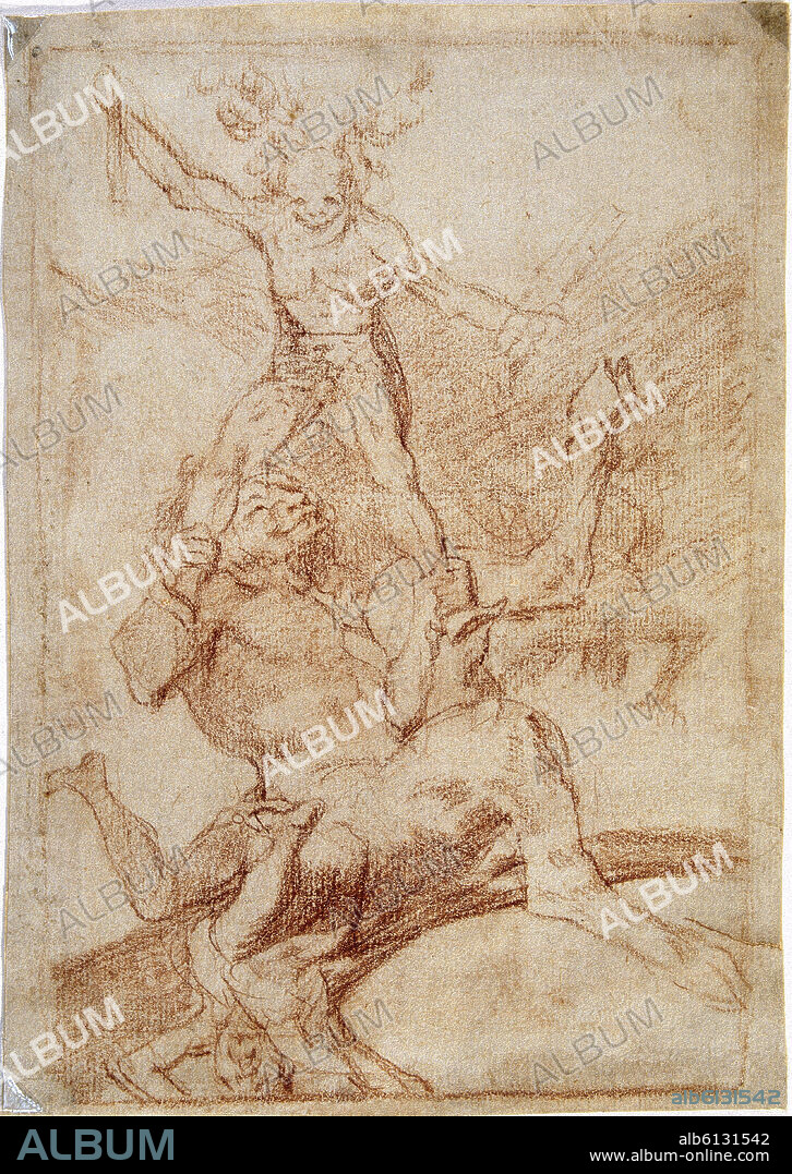 FRANCISCO GOYA Y LUCIENTES DE (1746-1828). CAPRICHO 56 - SUBIR Y BAJAR - SIGLO XVIII - DIBUJO PARA SANGUINA.