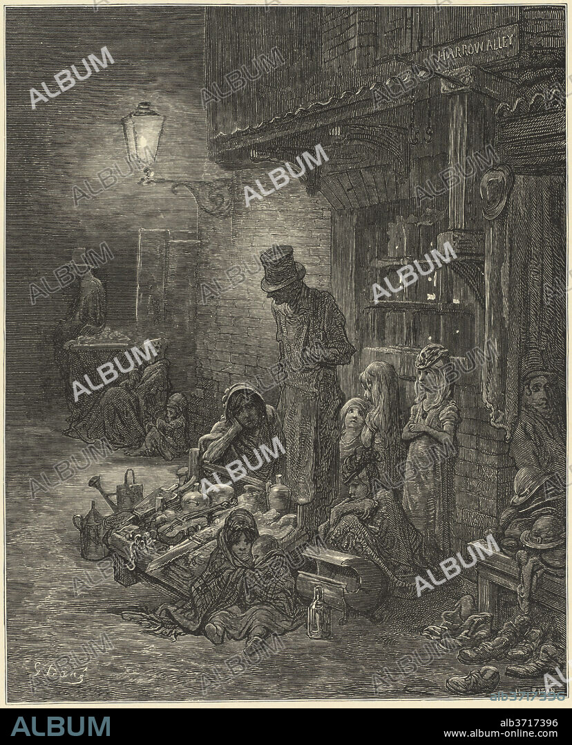 GUSTAVE DORÉ (ARTIST) AND BLANCHARD JERROLD (AUTHOR). London. A Pilgrimage. Dated: 1872. Dimensions: overall: 41 x 32 x 5.2 cm (16 1/8 x 12 5/8 x 2 1/16 in.) (volume closed). Medium: bound volume with wood-engraved illustrations (one half-title, one frontispiece, fifty-two full-paged plates, and 146 text illustrations and initials)..