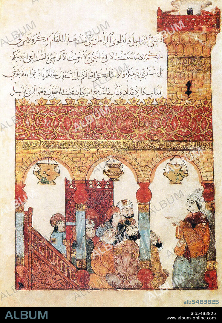 Yahya ibn Mahmod al-Wasiti was a 13th-century Arab Islamic artist. Al-Wasiti was born in Wasit in southern Iraq. He was noted for his illustrations of the Maqam of al-Hariri. Maqama (literally 'assemblies') are an (originally) Arabic literary genre of rhymed prose with intervals of poetry in which rhetorical extravagance is conspicuous. The 10th century author Badi' al-Zaman al-Hamadhani is said to have invented the form, which was extended by al-Hariri of Basra in the next century. Both authors' maqamat center on trickster figures whose wanderings and exploits in speaking to assemblies of the powerful are conveyed by a narrator. Manuscripts of al-Hariri's Maqamat, anecdotes of a roguish wanderer Abu Zayd from Saruj, were frequently illustrated with miniatures.