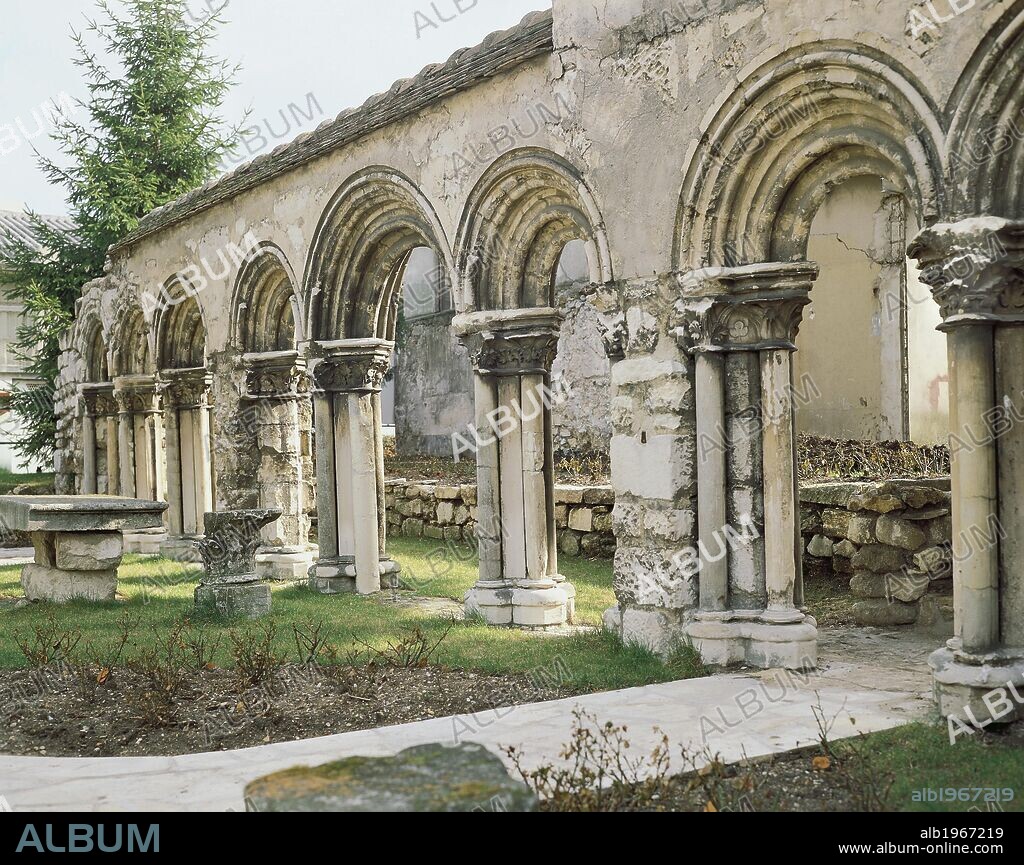The cloister of the Royal Abbey of Chelles, founded by St Bathilde, wife of the Merovingian king Clovis II, 656-657. France, 12th century.