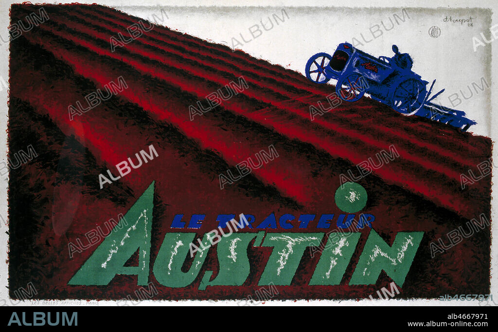 Publicite pour le tracteur AUSTIN illustree par LOUPOT CHARLES (1892-1962 = ADAGP) en 1928. Credit : Coll. AGRICOL/KHARBINE-TAPABOR.