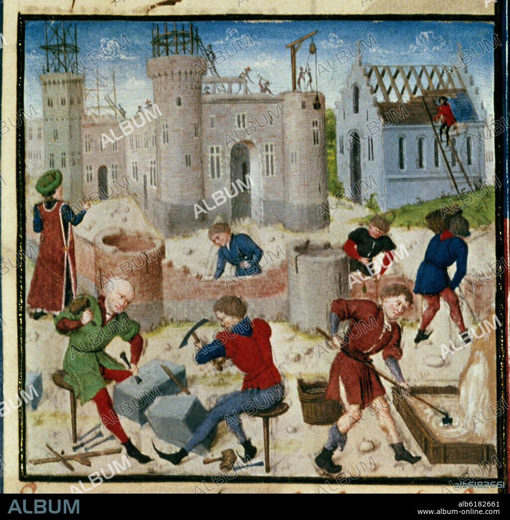 DREUX JEAN. CRONICAS DE LAS CRUZADAS - RECONSTRUCCION DE UNA CIUDAD SIGLO XI - MANUSCRITO DEL SIGLO XV - Conj 77238.