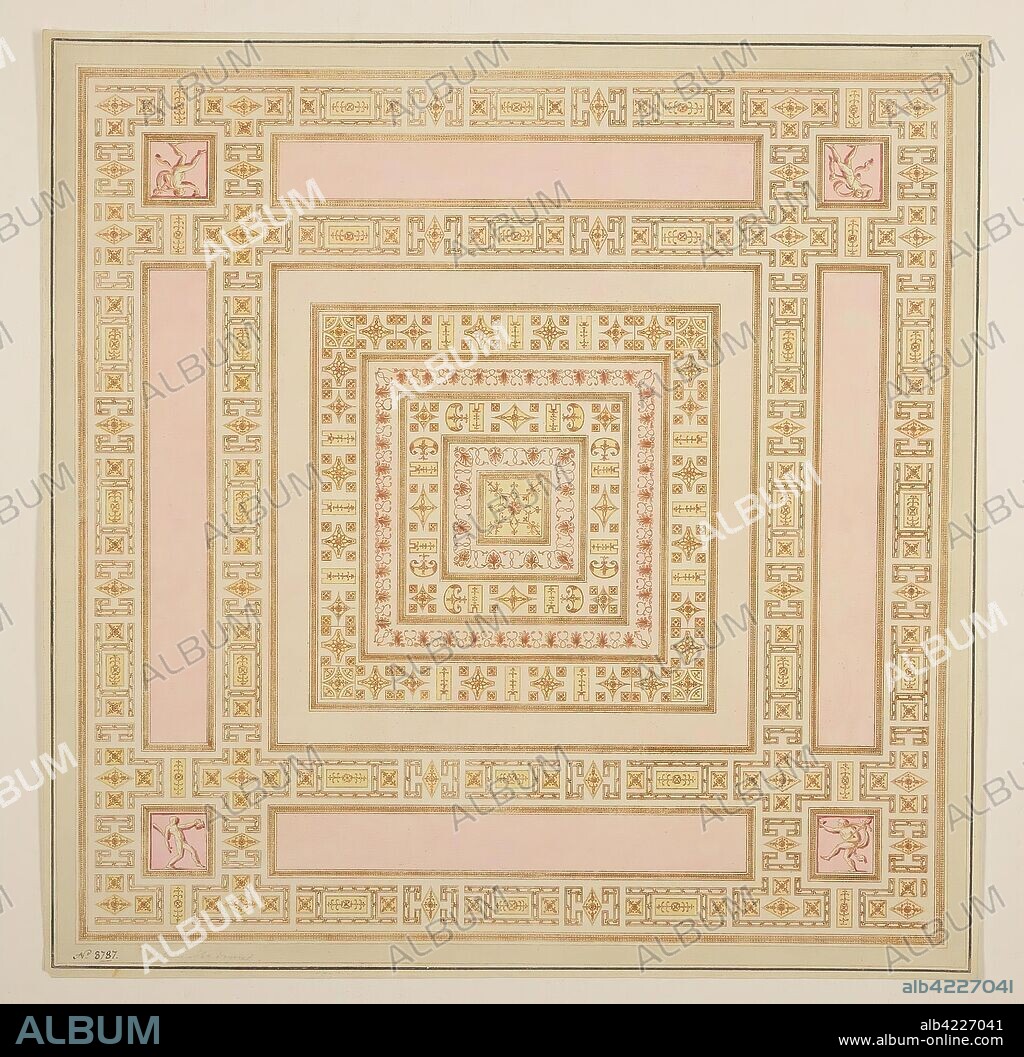 VINCENZO BRENNA and FRANCISZEK SMUGLEWICZ (? ). 'Copy of the Plafond in Hadrian's Villa'. . Dimensions: 50,7×50,4 cm.