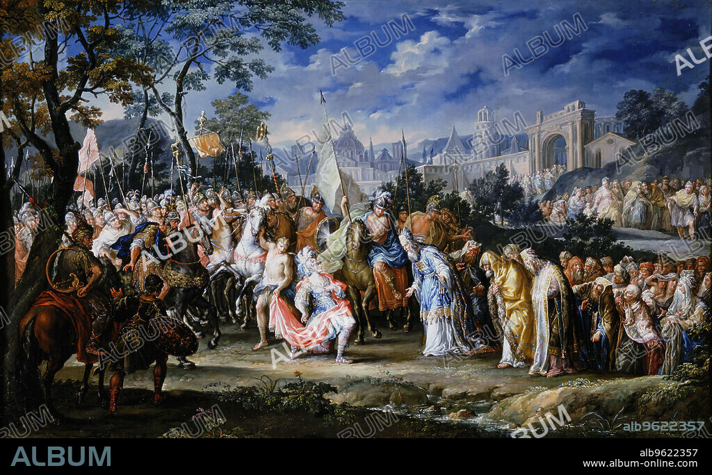 JOHANN GEORG PLATZER. 'Entry of Alexander the Great into Babylon', 331 BC, (18th century). The city of Babylon (now in modern-day Iraq) surrenders to Alexander the Great (356-323 BC).