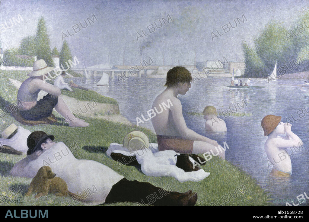 GEORGES SEURAT. Bathers at Asnieres  ca. 1883-84  Georges Pierre Seurat (1859-1891/French)  Oil on canvas  National Gallery, London.