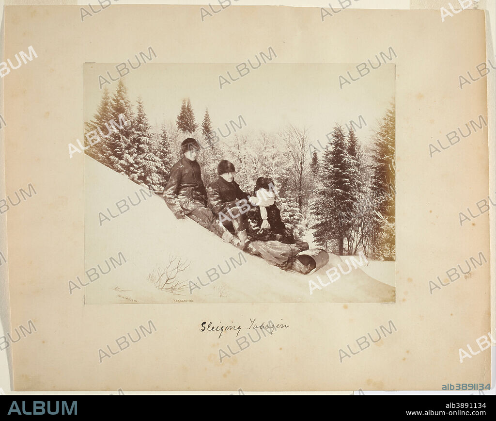 ALEXANDER HENDERSON. Tobogganing. Date/Period: Ca. 1873. Photograph. Albumen print (composite) albumen print (composite). Height: 152 mm (5.98 in); Width: 197 mm (7.75 in).