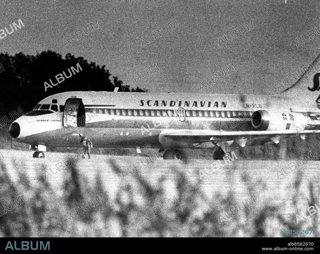 Kroatkapningen flygplanskapningen på Bulltofta i Malmö sept 1972. Flygkapning Planet som kapades i Göteborg landade i Malmö BILDEN BERÄTTAR . Flyg Kapningar Bulltofta 1972. Malmö Flyg Bulltofta. (c) Bert Olsson / Sydsvenskan / IBL.