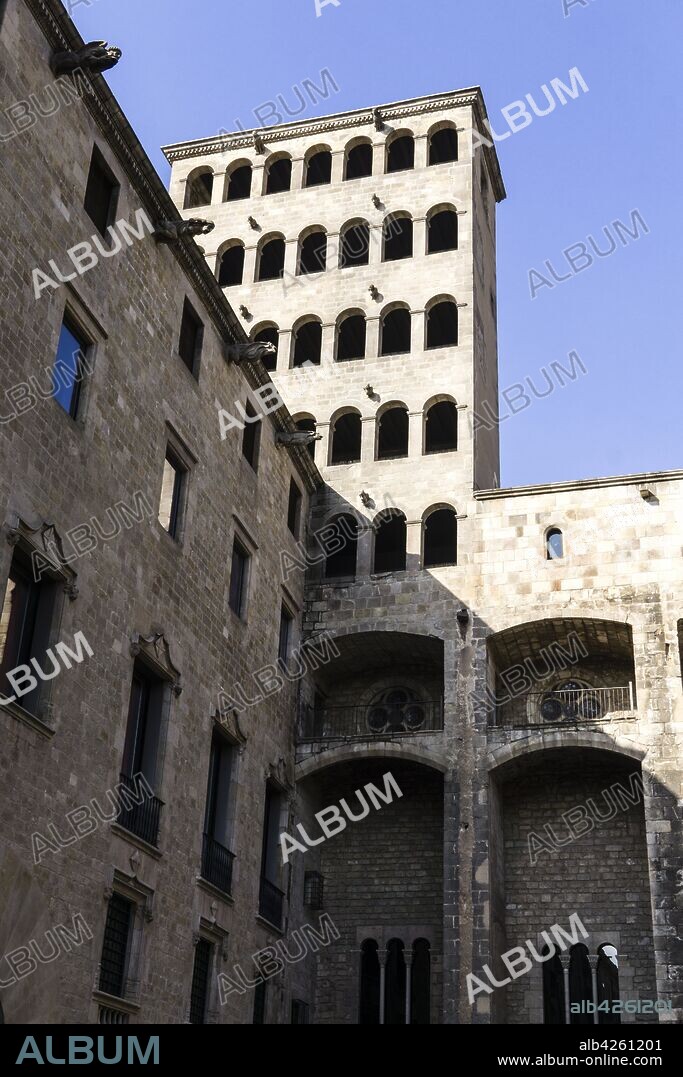 Plaza del Rey (King's Square) in Barri Gòtic of Barcelona, Catalonia, Spain.