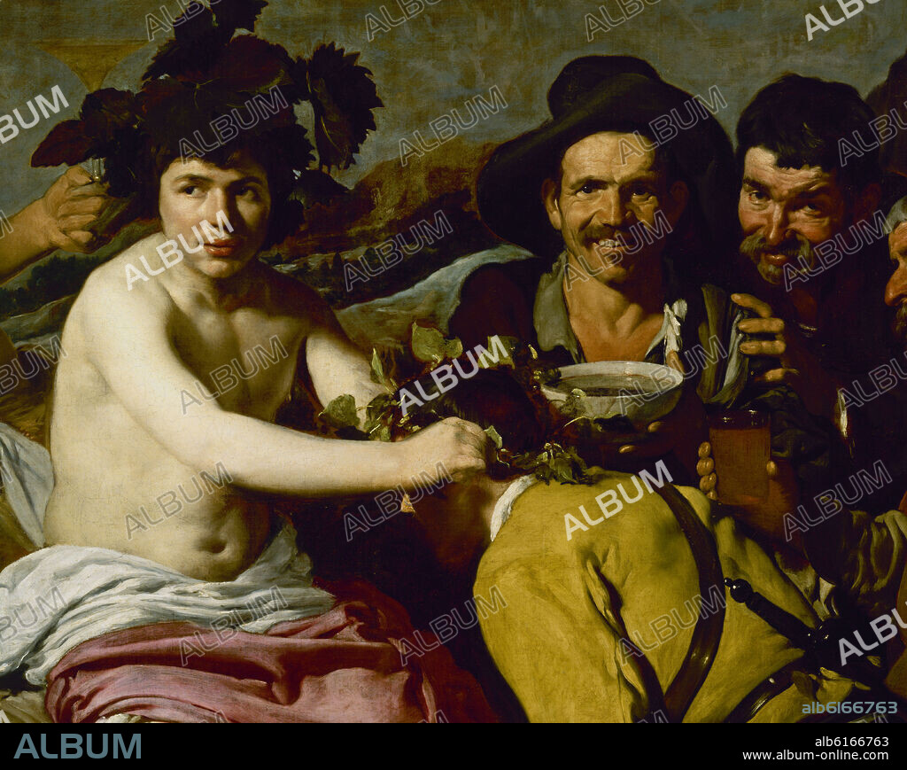 DIEGO VELAZQUEZ (1599-1660). LOS BORRACHOS O EL TRIUNFO DE BACO - DETALLE DE BACO CORONANDO A UN MANCEBO - 1629 - O/L - NP 1170 - BARROCO ESPAÑOL - CONJUNTO 4246.